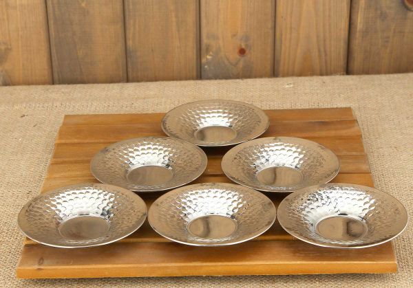 Copper Hammered Tea Plate - 6 Pieces - 1