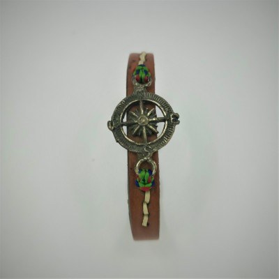 Brown Compass Leather Bracelet - 2