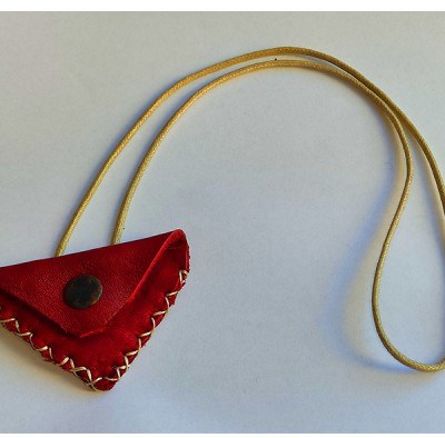 Leather Loose Triangle - Red Snap Fastener 