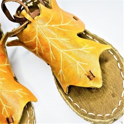 Yellow Sandals With Stitched Connector - 2